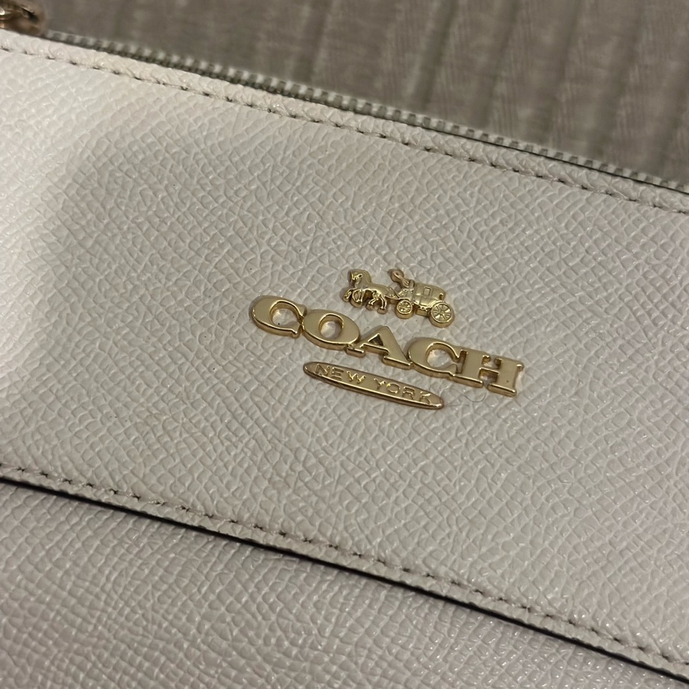 Coach Gray Leather Clutch with Gold Accents
